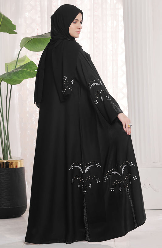 TGM Nazr e Haya Casual Women Abaya Front Open Luxe Nidha - Black - Sughra