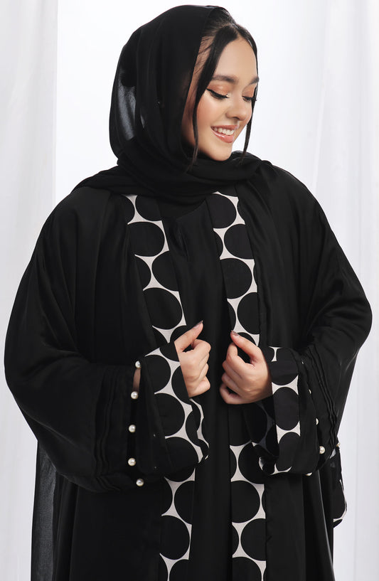 TGM Nazr e Haya Casual Women Abaya Coat Style Luxe Nidha - Black - Nisma