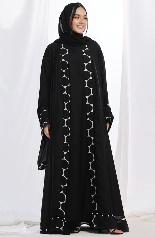 TGM Nazr e Haya Casual Women Abaya Coat Style Luxe Nidha - Black - Nisma