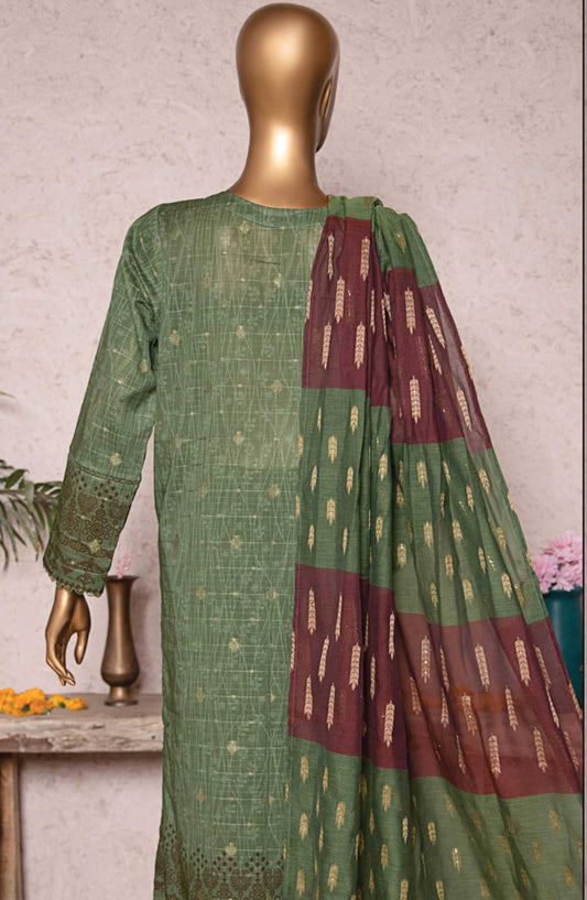 HZ Textile Printed Jacquard Unstitched 3 Piece - TJS-1201 - HZ25TJ - Green - Winter Collection