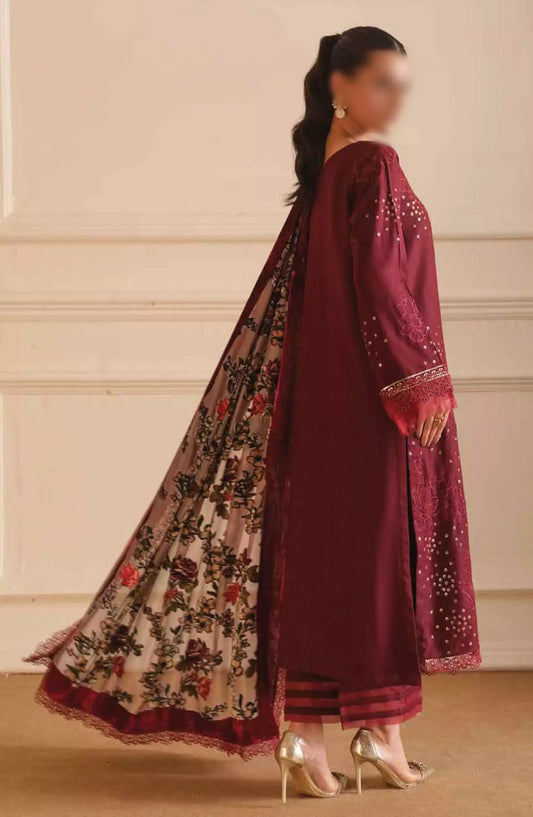 Tehzeeb Embroidered Leather Peach Collection - TL-305