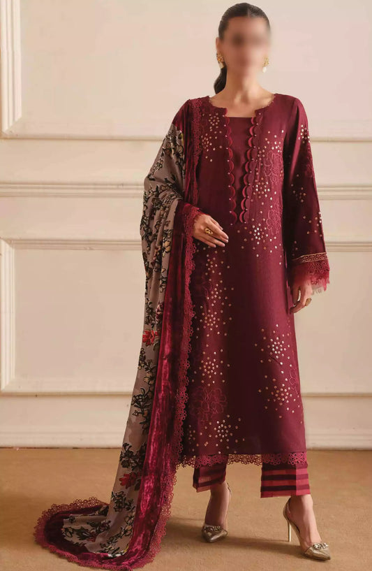 Tehzeeb Embroidered Leather Peach Collection - TL-305