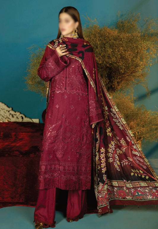 Tehzeeb Embroidered Chikankari Self Linen Collection With Shawl by Riaz Arts - TL 141
