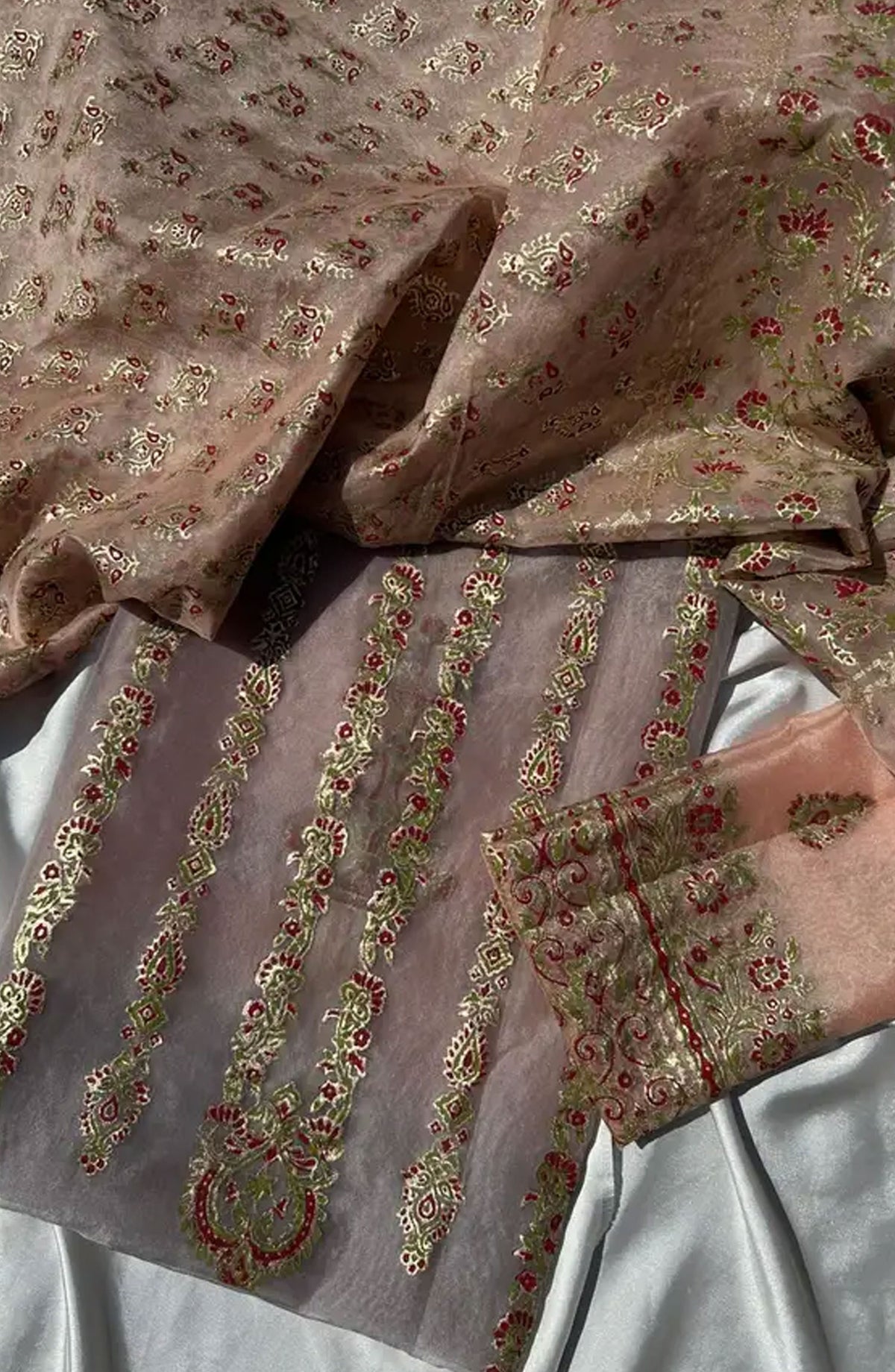 Adaa By Mahnoor Printed Organza Suits Unstitched 2 Piece - Treasure Gold