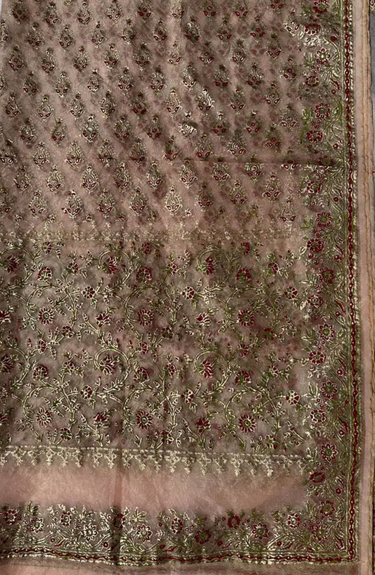 Adaa By Mahnoor Printed Organza Suits Unstitched 2 Piece - Treasure Gold