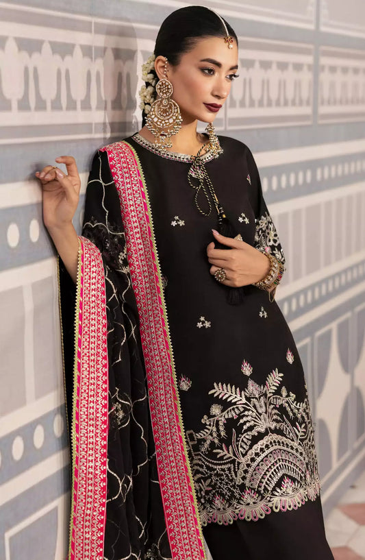 Sahane There She Glows - Luxury Unstitched Raw Silk Collection - TSG-01 Noir