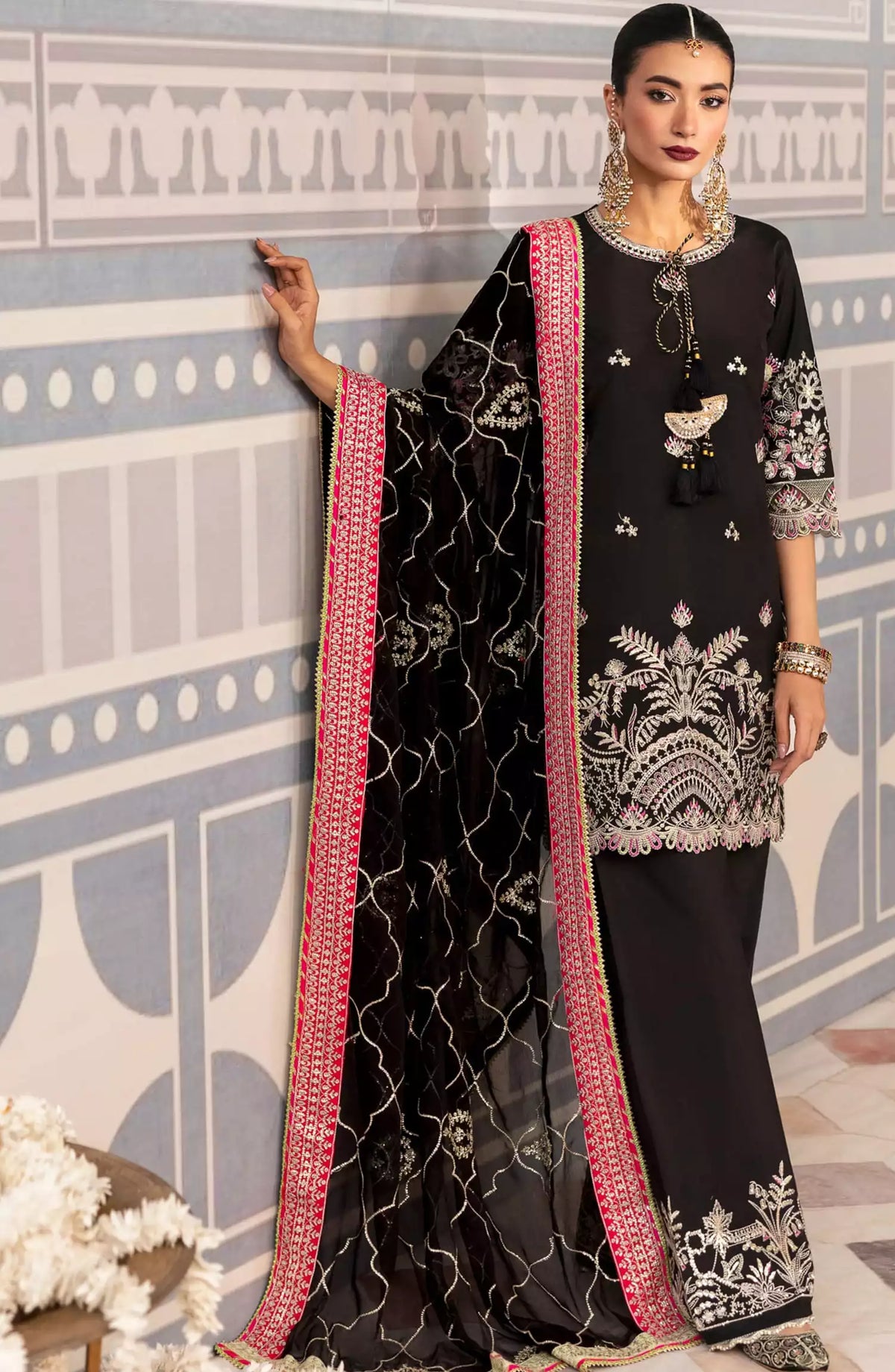 Sahane There She Glows - Luxury Unstitched Raw Silk Collection - TSG-01 Noir