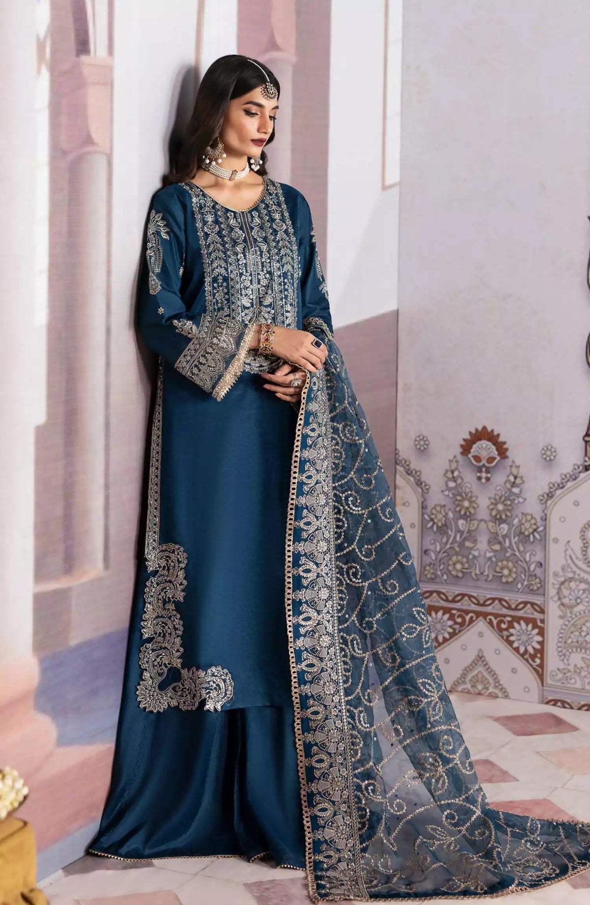 Sahane There She Glows - Luxury Unstitched Raw Silk Collection - TSG-04 Azure
