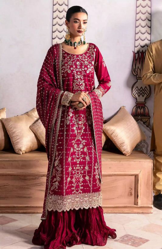 Sahane There She Glows - Luxury Unstitched Raw Silk Collection - TSG-07 Merlot