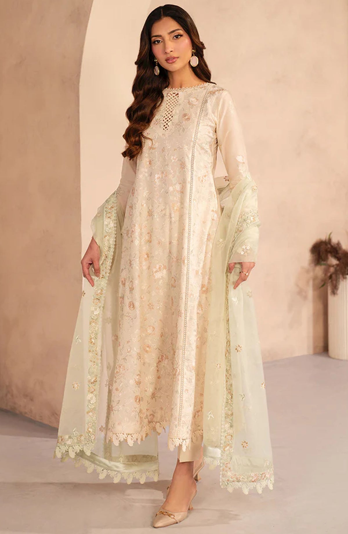 Zarif Embroidered Lawn Unstitched 3 Piece Suit - UNST-LWN-01 DAHEER - ZF25CL - Off White - Summer Collection