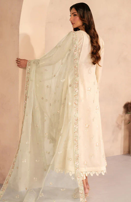 Zarif Embroidered Lawn Unstitched 3 Piece Suit - UNST-LWN-01 DAHEER - ZF25CL - Off White - Summer Collection