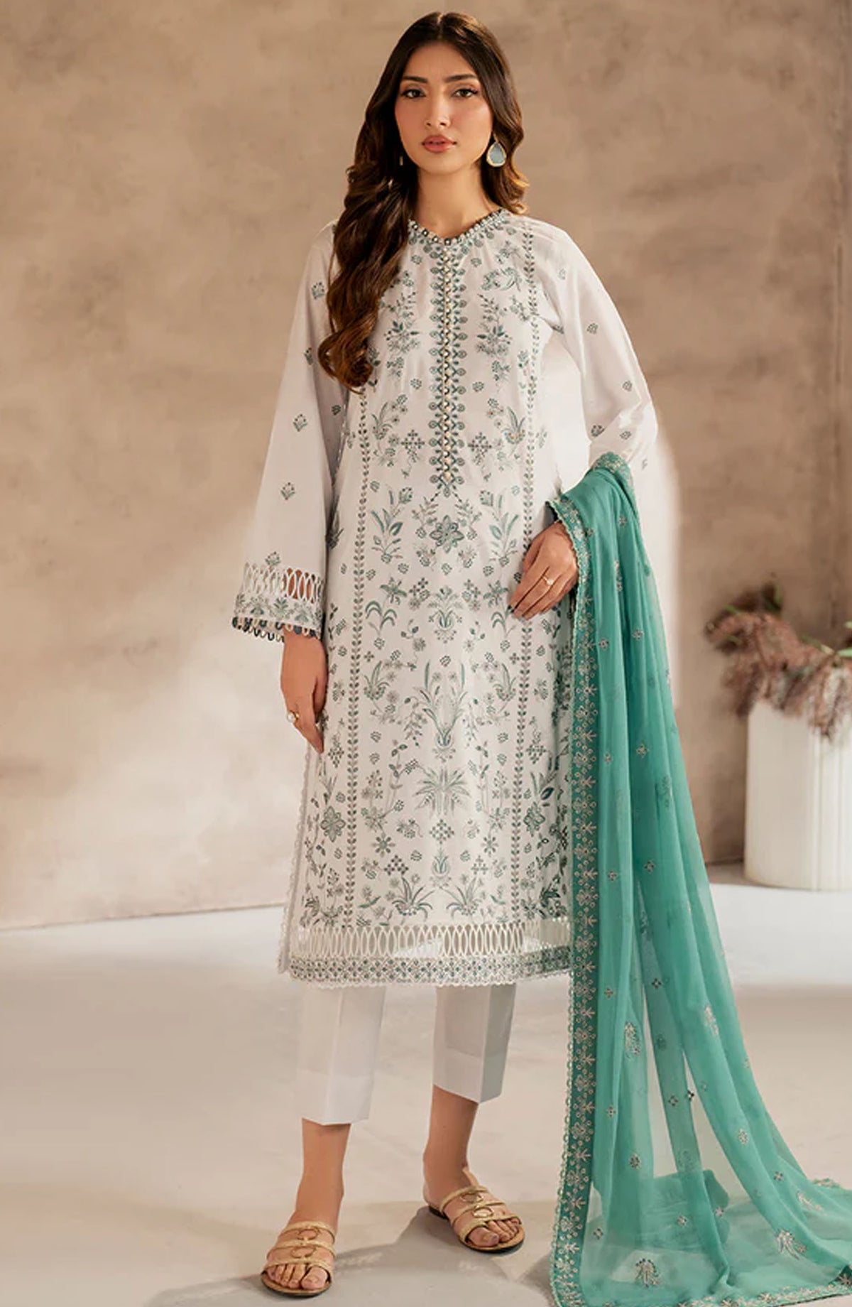 Zarif Embroidered Lawn Unstitched 3 Piece Suit - UNST-LWN-05 SEMIL - ZF25CL - White - Summer Collection