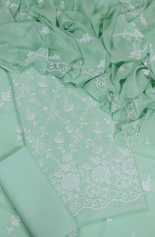 Amna Khadija Chikankari Lawn Unstitched 3 Piece Suit - D-07 - AM25ECL - Green - Summer Collection
