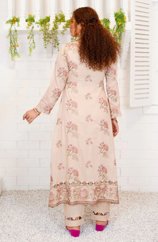 Threads N Weaves Embroidered Lawn Unstitched 3 Piece Suit - L23110 - TNW25CL - Beige - Summer Collection