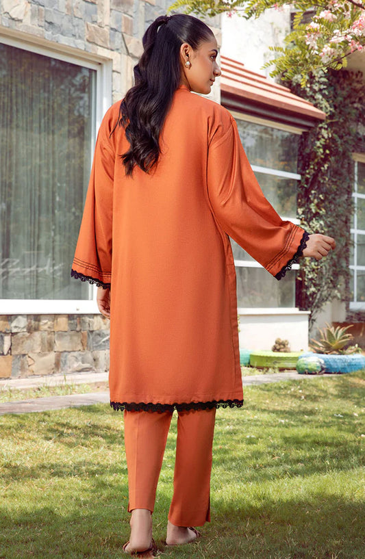 La Rosaa Solid cotton lawn Stitched 2 Piece - Lea - Rust - Casual Collection