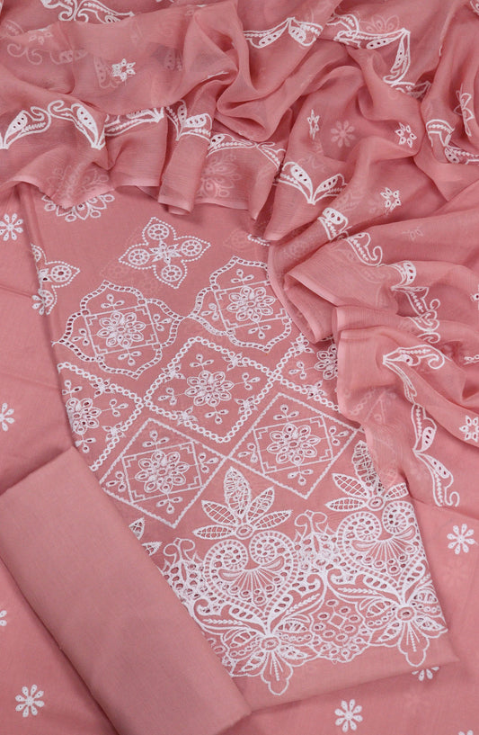 Amna Khadija Chikankari Lawn Unstitched 3 Piece Suit - D-06 - AM25ECL - Pink - Summer Collection