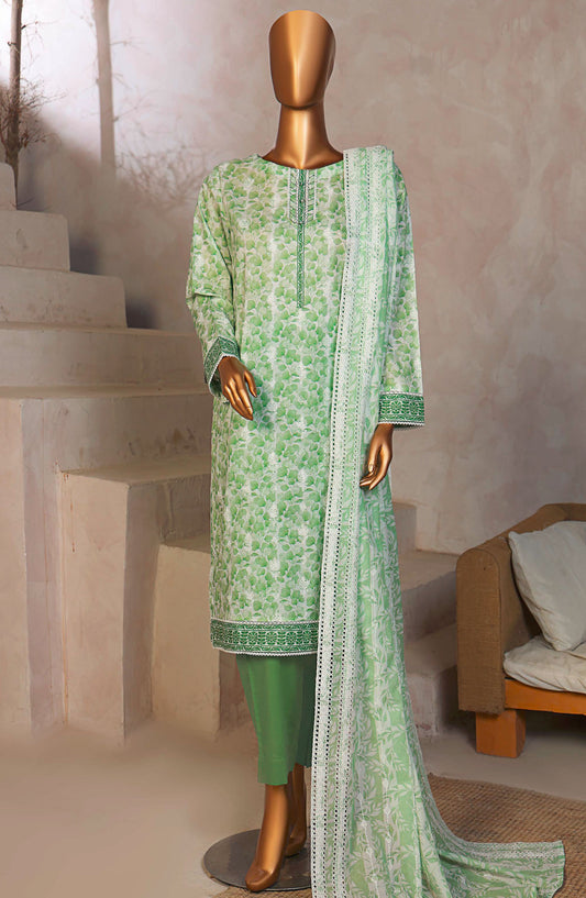 HZ Textile Embroidered Lawn Unstitched 3 Piece Suit - DEC-996 - HZ25EDK - Green - Summer Collection