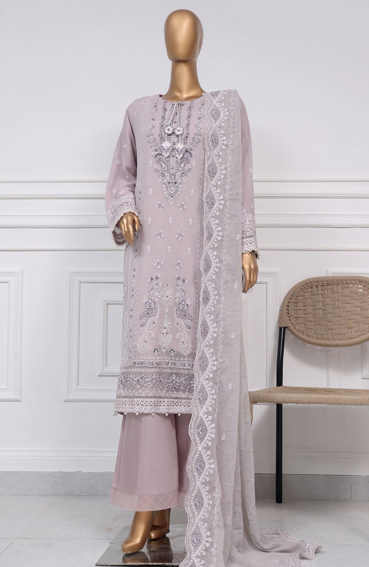 Afsanay by Sadabahar Embroidered Chiffon Stitched 3 Piece Suit - Cf05 - SD25AC - Purple - Festive Collection