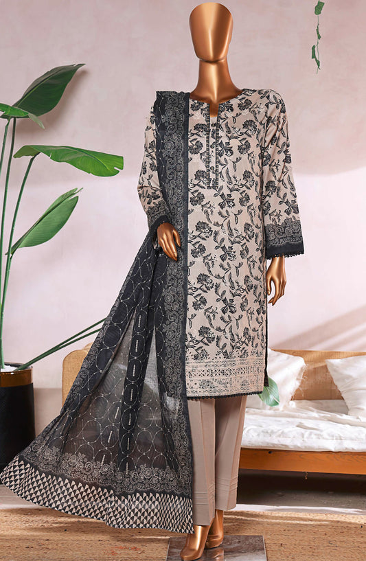 Elite by HZ Textile Chikankari Lawn Unstitched 3 Piece Suit - ELC-235 - HZ25ECL - Grey - Summer Collection