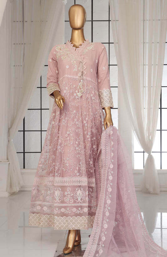 Mahpara by Sadabahar Embroidered Net Stitched 3 Piece Frock - D-02 - SB25MFF - Pink - Festive Collection