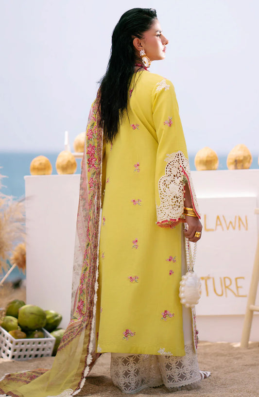 Dastan by AJR Embroidered Lawn Unstitched 3 Piece - Sunset - AJR25DL - Yellow - Summer Collection
