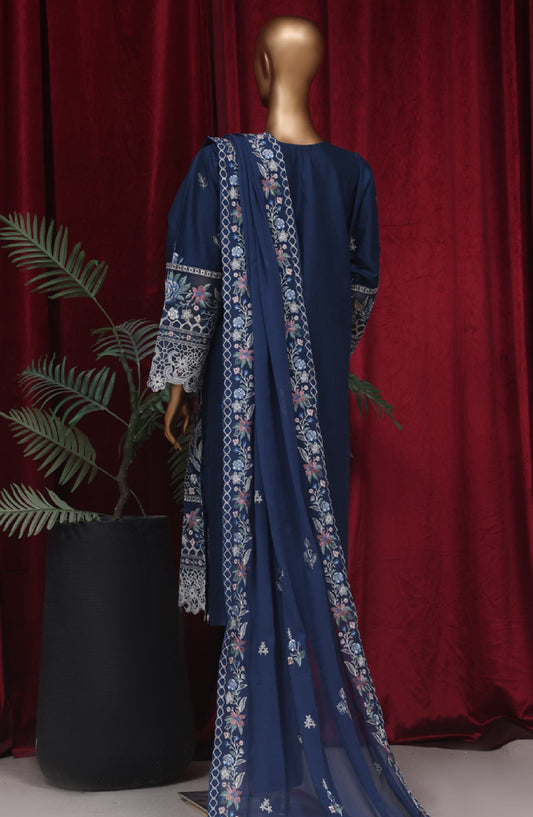 Bin Saeed Embroidered Lawn Stitched 3 Piece Suit - LF59 - BS25LF - Blue - Summer Collection
