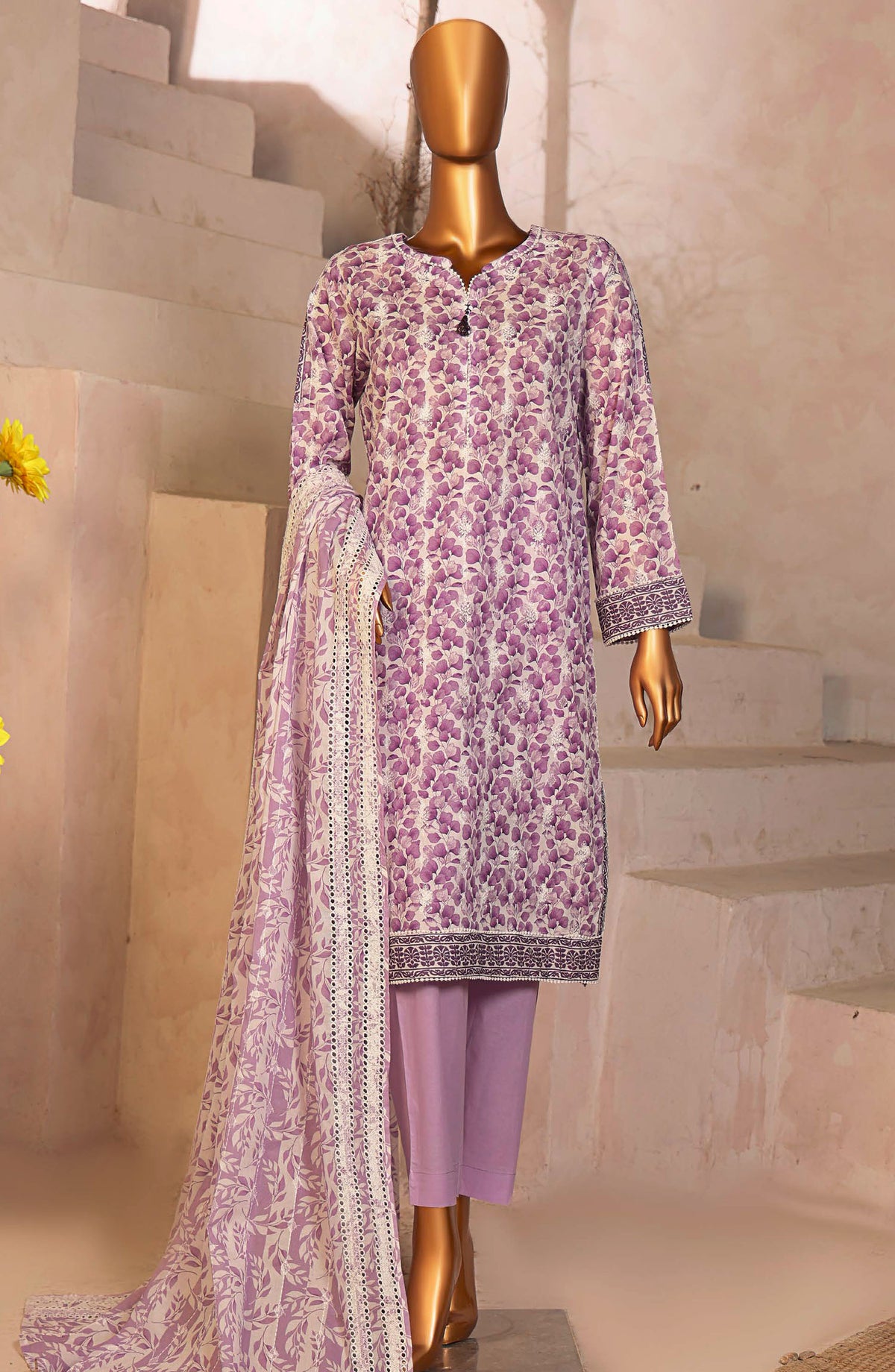 HZ Textile Embroidered Lawn Unstitched 3 Piece Suit - DEC-992 - HZ25EDK - Purple - Summer Collection