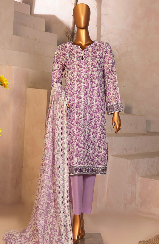HZ Textile Embroidered Lawn Unstitched 3 Piece Suit - DEC-992 - HZ25EDK - Purple - Summer Collection