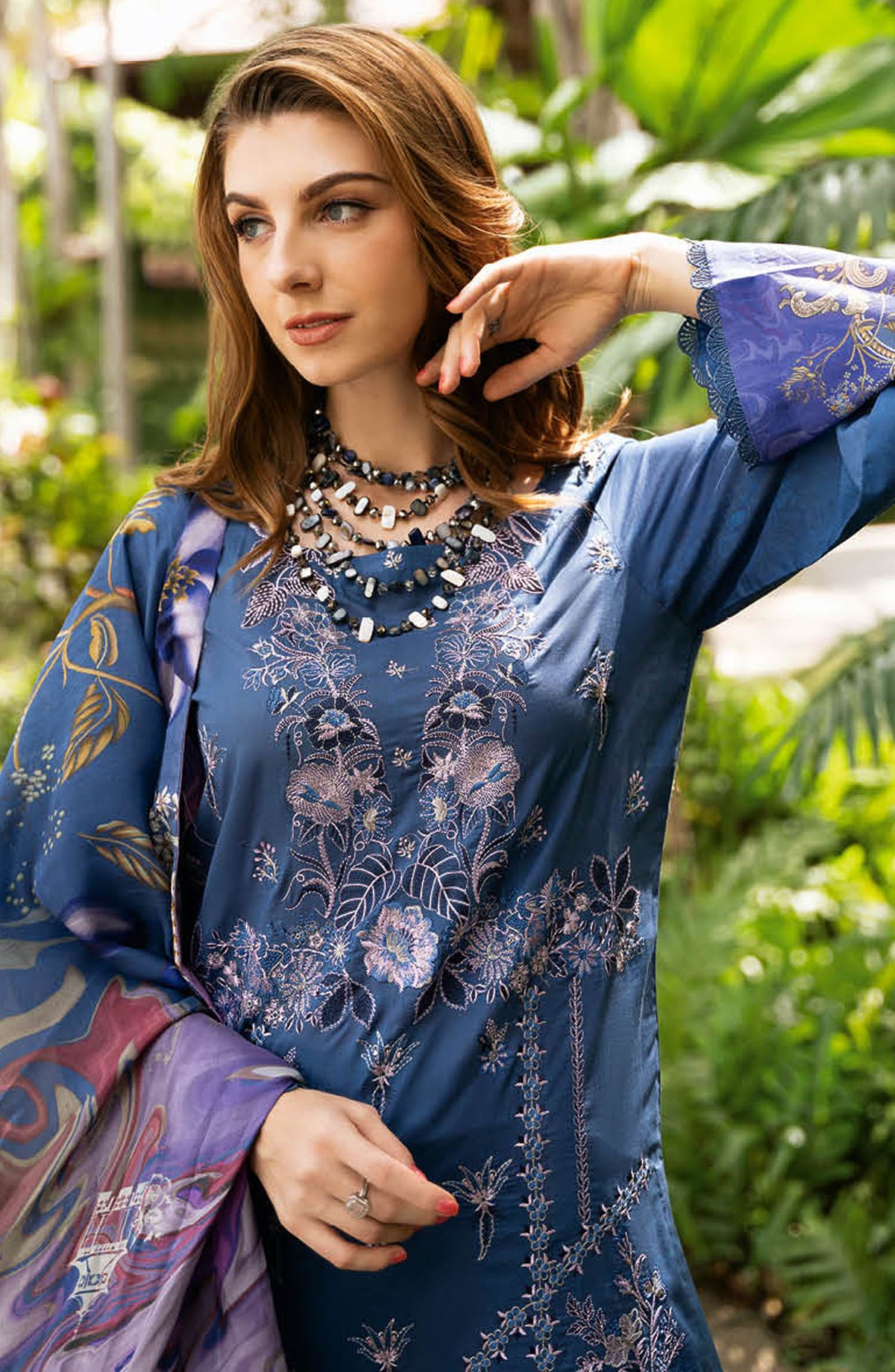 Riwayat by Ramsha Embroidered Lawn Unstitched 3 Piece Suit - Y-1110 - R25RLV11 - Blue - Summer Collection