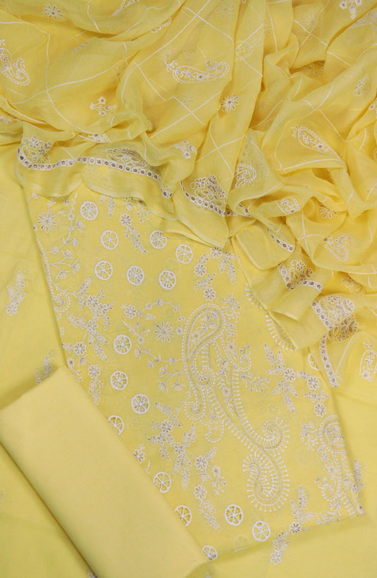 Amna Khadija Chikankari Lawn Unstitched 3 Piece Suit - D-02 - AM25ECL - Yellow - Summer Collection