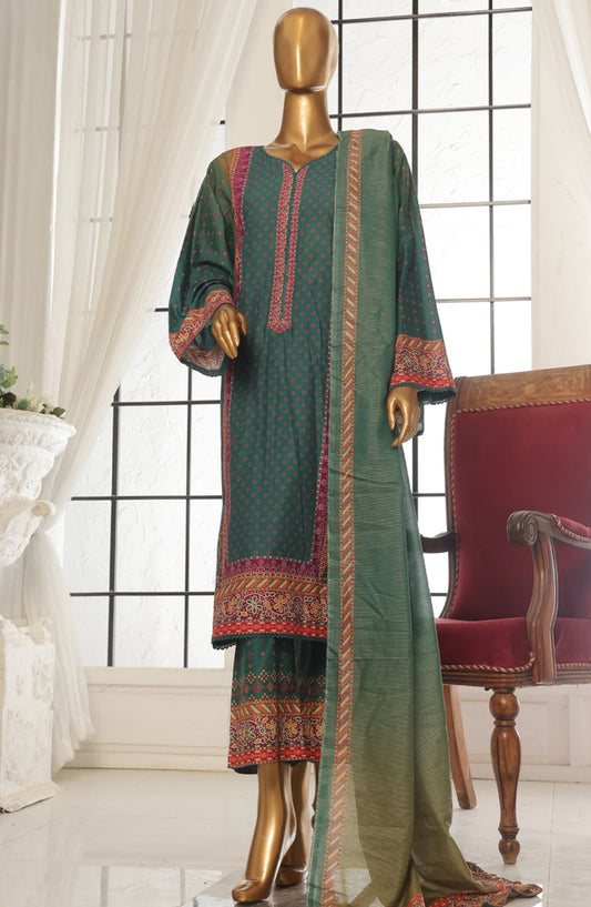 Bin Saeed Printed Lawn Stitched 3 Piece Suit - SM-111 - BS25EPLV2 - Green - Summer Collection