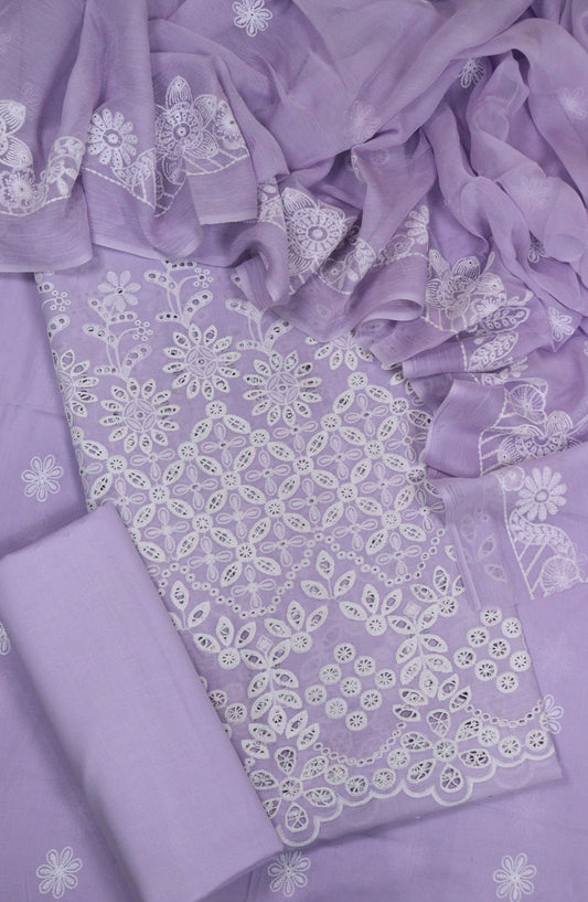 Amna Khadija Chikankari Lawn Unstitched 3 Piece Suit - D-01 - AM25ECL - Purple - Summer Collection