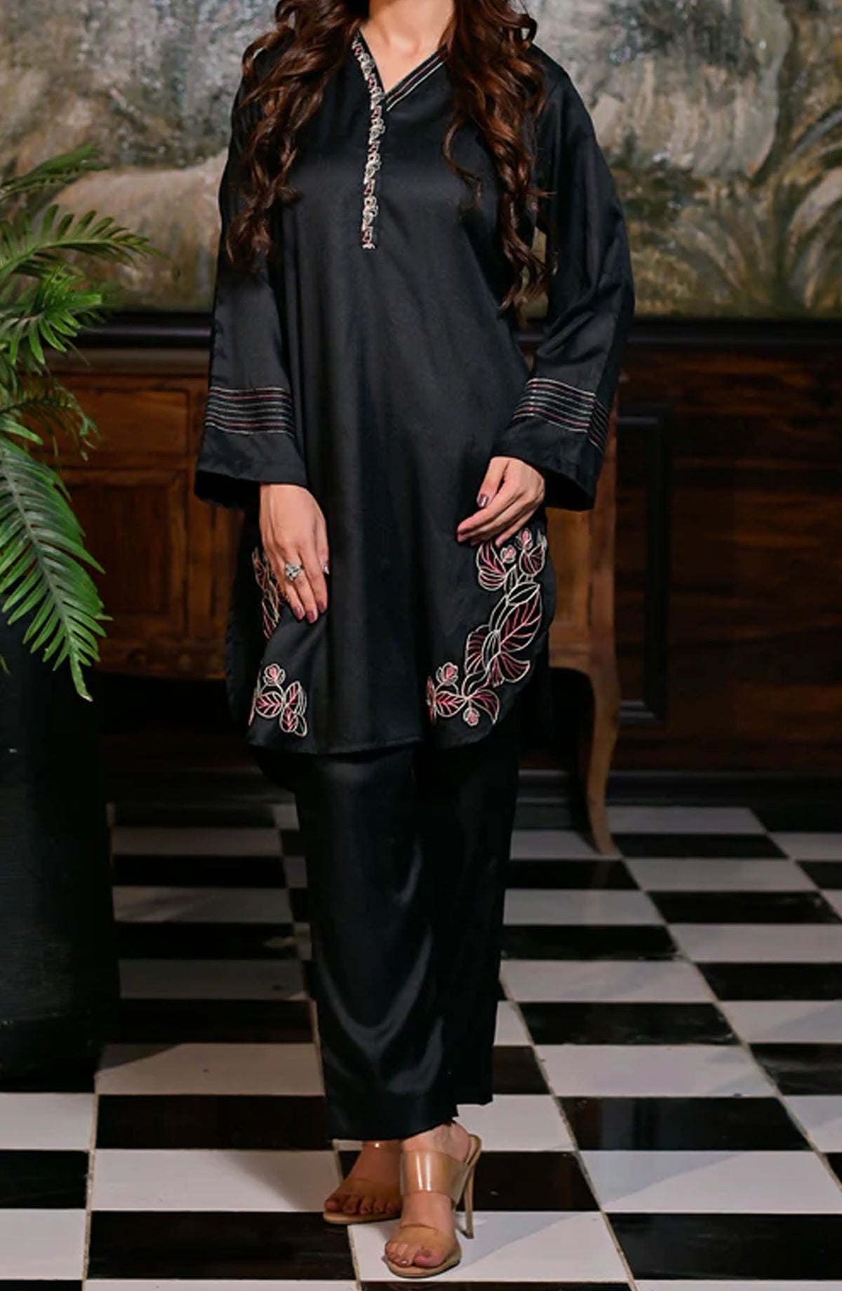 Pret Diaries Embroidered Twill Stitched 2 Piece - 50149 - PD25SC - Black - Summer Collection