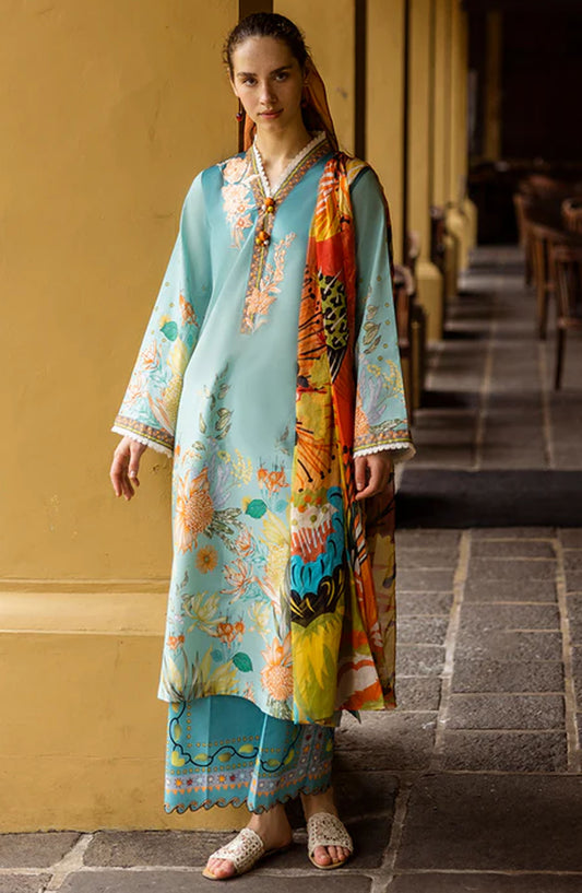 Hemline by Mushq Embroidered Lawn Unstitched 3 Piece Suit - MQ25HLD  - Livia - Blue - Summer Collection