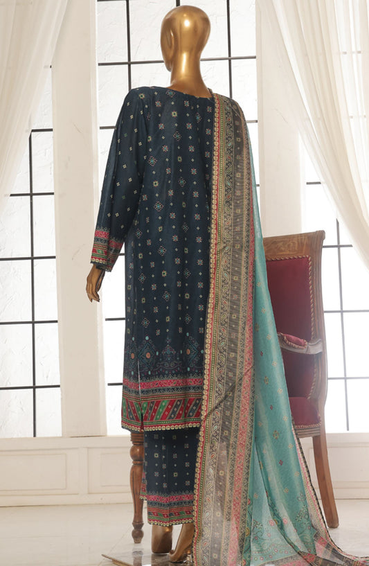 Bin Saeed Printed Lawn Stitched 3 Piece Suit - SM-124 - BS25EPLV2 - Blue - Summer Collection