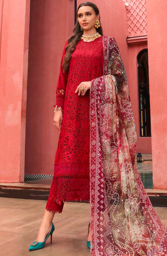 Bazar by Nureh Chikankari Lawn Unstitched 3 Piece Suit - NE-109 - NU25BCL - Red - Summer Collection