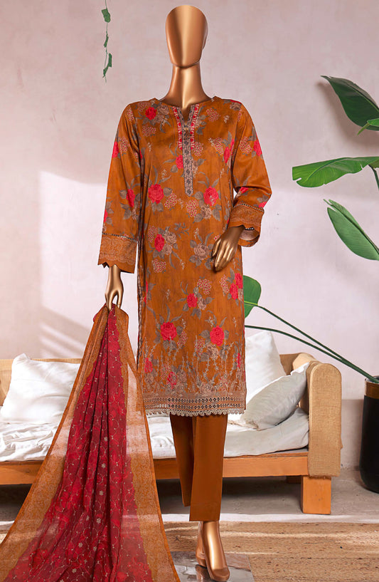 Elite by HZ Textile Chikankari Lawn Unstitched 3 Piece Suit - ELC-239 - HZ25ECL - Brown - Summer Collection