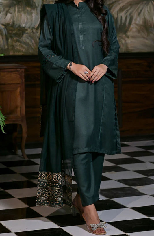 Pret Diaries Embroidered Twill Stitched 3 Piece - 50152 - PD25WC - Green - Winter Collection