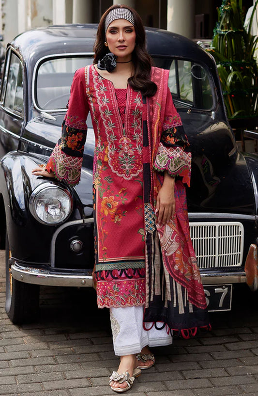 Saffira by Gulaal Embroidered Lawn Unstitched 3 Piece Suit - S-11 Amelia - GUL25SL - Red - Summer Collection