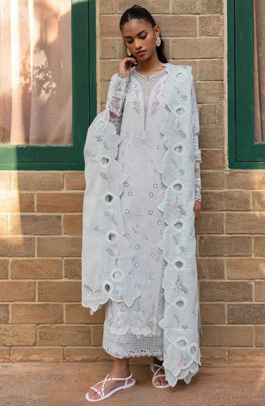Qline by Qalamkar Chikankari Lawn Unstitched 3 Piece Suit - QM-16 Lune - Q25QL - Green - Summer Collection