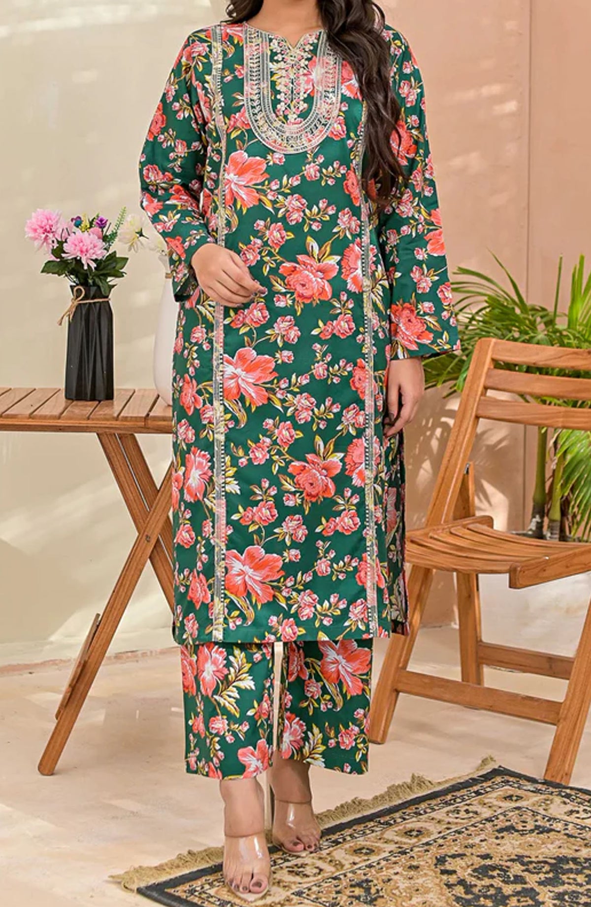 Pret Diaries Embroidered Cotton Stitched 2 Piece - 50134 - PD25SC - Green - Summer Collection