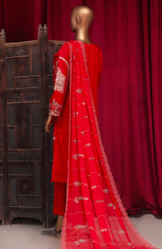 Bin Saeed Embroidered Lawn Stitched 3 Piece Suit - LF-48 - BS25LF - Pink - Summer Collection