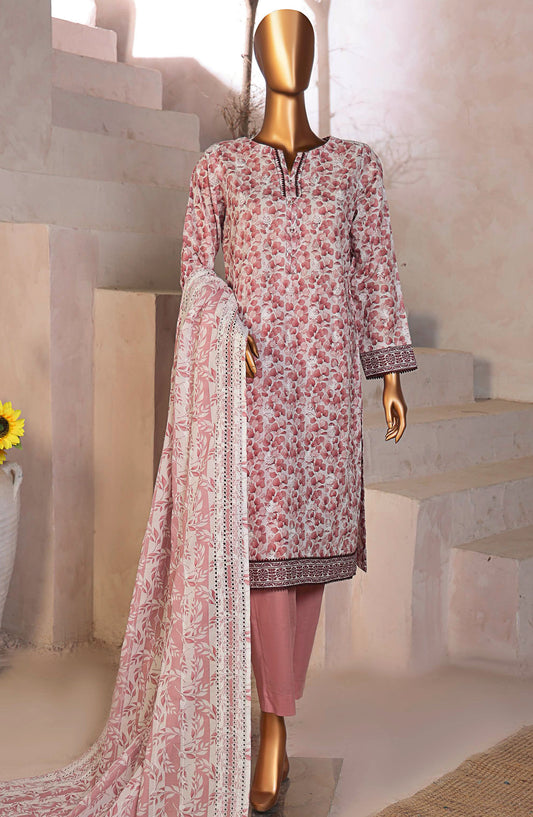 HZ Textile Embroidered Lawn Unstitched 3 Piece Suit - DEC-990 - HZ25EDK - Pink - Summer Collection