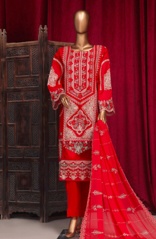 Bin Saeed Embroidered Lawn Stitched 3 Piece Suit - LF-48 - BS25LF - Pink - Summer Collection