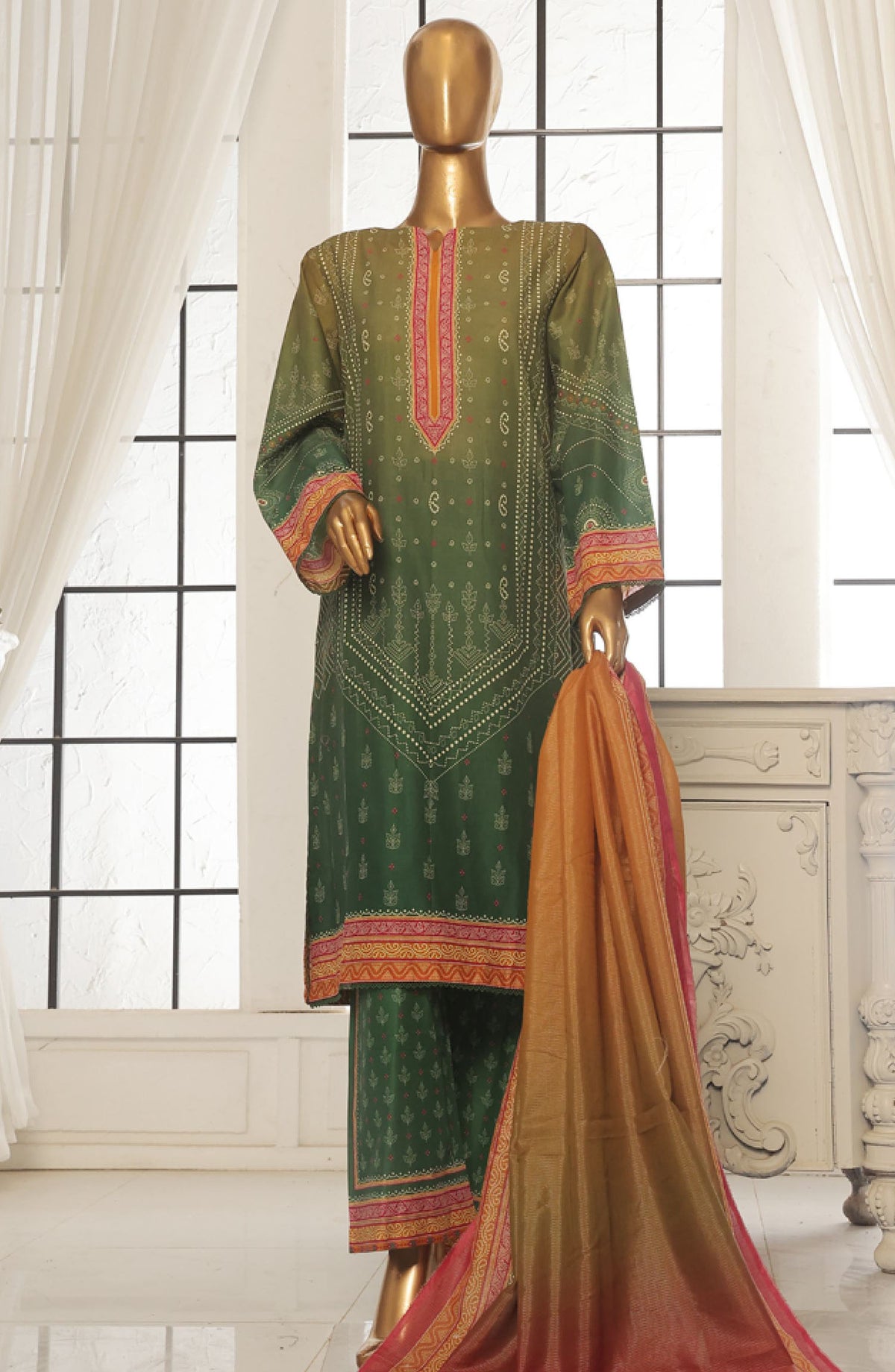 Bin Saeed Printed Lawn Stitched 3 Piece Suit - SM-115 - BS25EPLV2 - Green - Summer Collection