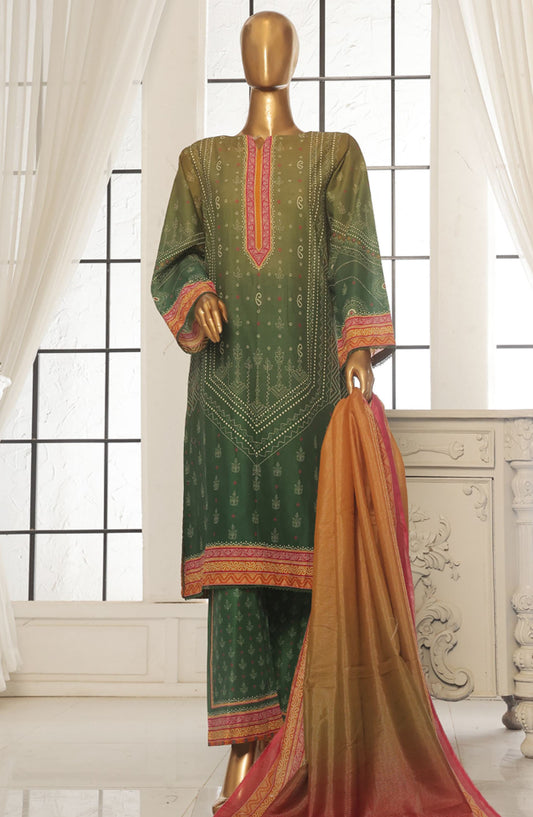 Bin Saeed Printed Lawn Stitched 3 Piece Suit - SM-115 - BS25EPLV2 - Green - Summer Collection
