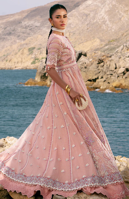 Dastan by AJR Embroidered Net Unstitched 4 Piece - Flair - AJR25DL - Pink - Summer Collection