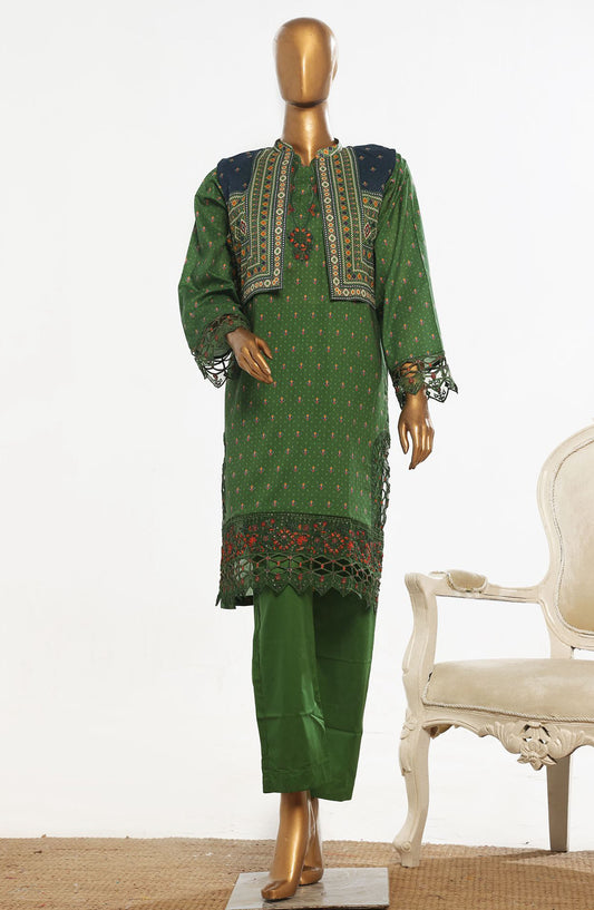 Bin Saeed Embroidered Lawn Stitched 3 Piece Suit - D-03 - BS25ECL - Green - Summer Collection