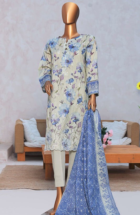 Elite by HZ Textile Chikankari Lawn Unstitched 3 Piece Suit - ELC-236 - HZ25ECL - Grey - Summer Collection