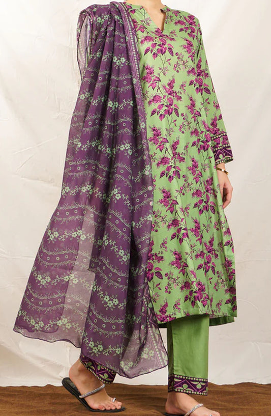 Pret Diaries Printed Cotton Stitched 3 Piece - 50120 - PD25SC - Green - Summer Collection